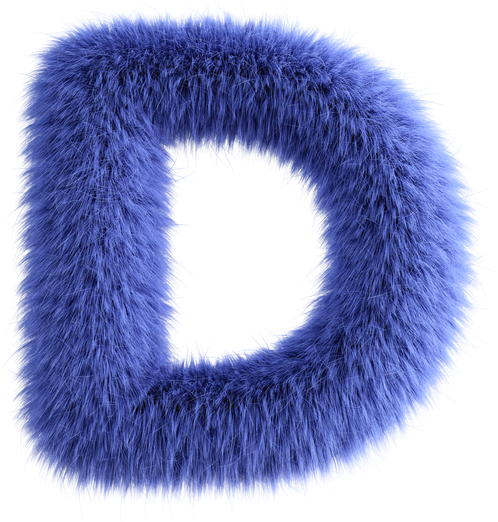 Blue 3D Fluffy Letter D