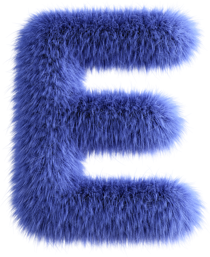 Blue 3D Fluffy Letter E