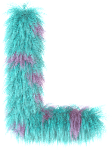 3d cartoon animal fur letter L