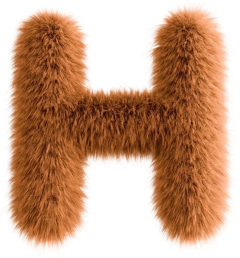 Orange 3D Fluffy Letter H