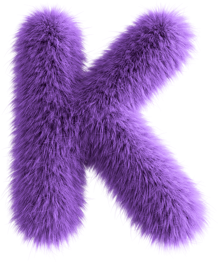 Purple 3D Fluffy Letter K