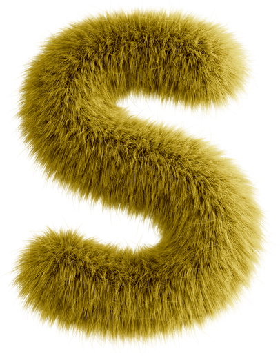 Yellow 3D Fluffy Letter S