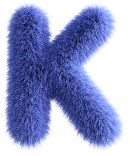 Blue 3D Fluffy Letter K