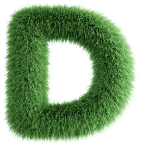 Green 3D Fluffy Letter D