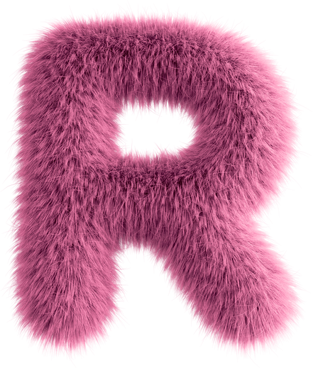 Pink 3D Fluffy Letter R